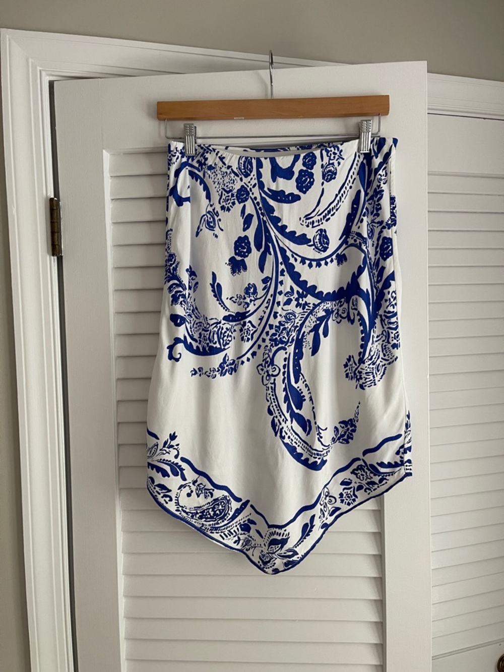 Maeve White Skirt with Cobalt Blue Floral Print